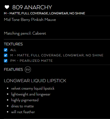 Liquid Velvet Lip #809 Anarchy